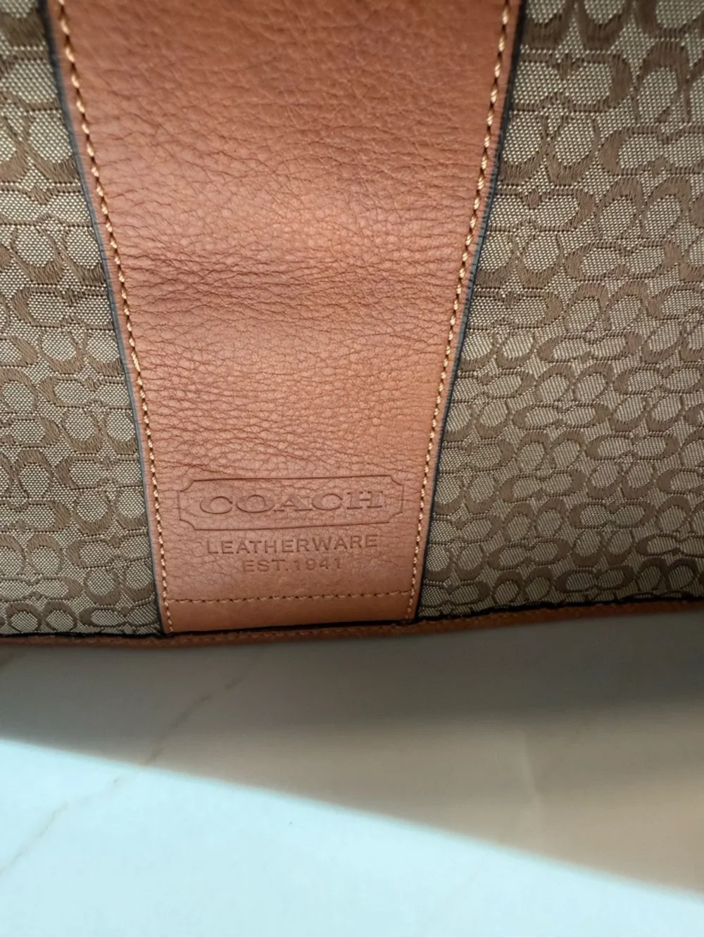 Coach Signature Canvas Messenger Bag in Brown and Tan - Picture 3 of 8